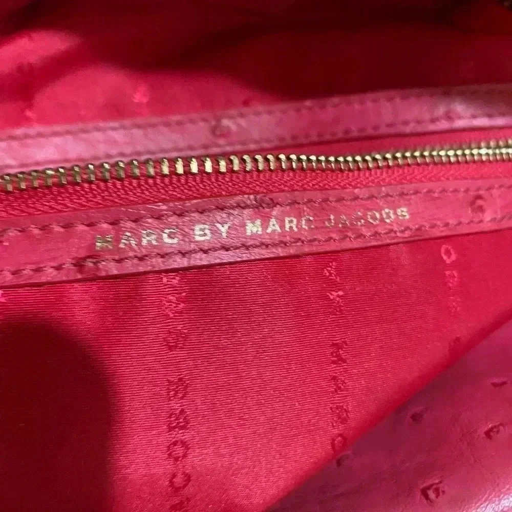 Marc by Marc Jacobs coral embossed leather satchel handbag